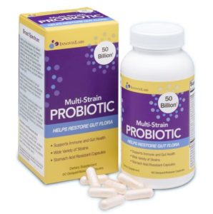 Image of a bottle and box of InnovixLabs Multi-Strain Probiotics