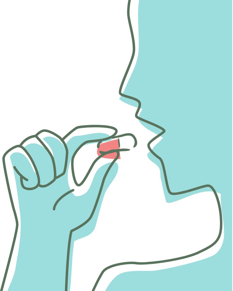 person swallowing probiotic capsule