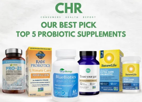 Consumers Health Report Top 5 Probiotic Supplement Bottles